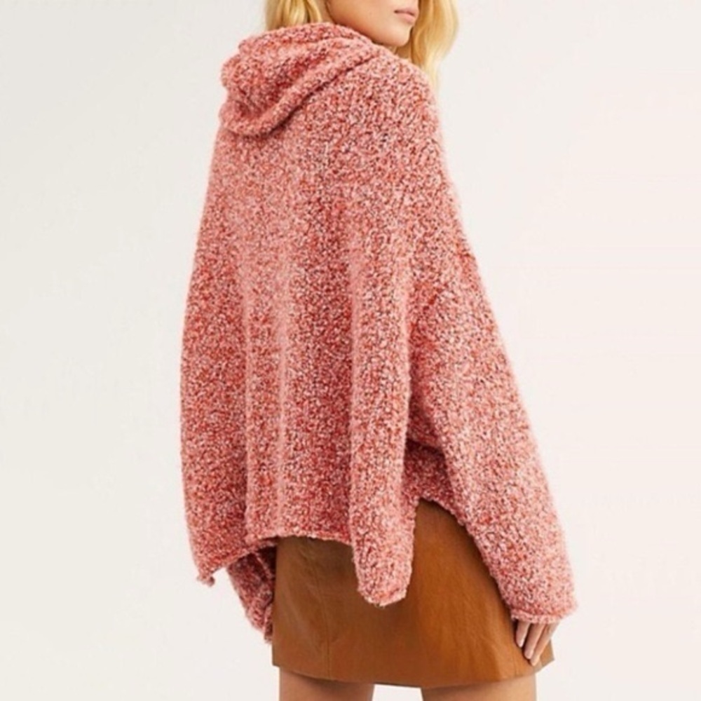 Free People Women's BFF Cowl Neck Textured Sweater In Scarlet Flame Size Medium - Picture 4 of 14